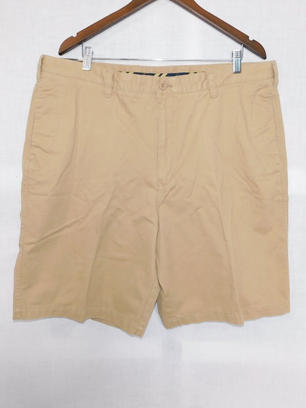 IZOD Chino Saltwater Wash 100% Cotton Twill Flat Front Tan Shorts NEW  Mens 40